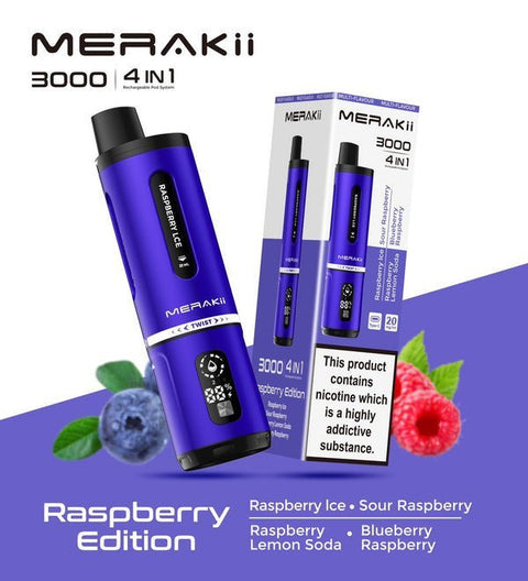 Merakii 3000 Disposable Vape 4 in 1 Edition - Box of 5 - Vaper Wholesale