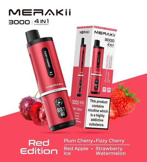 Merakii 3000 Disposable Vape 4 in 1 Edition - Box of 5 - Vaper Wholesale