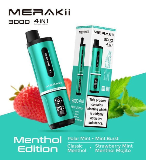 Merakii 3000 Disposable Vape 4 in 1 Edition - Box of 5 - Vaper Wholesale