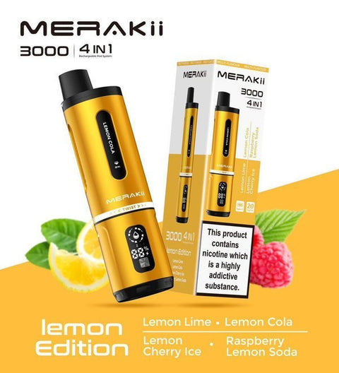 Merakii 3000 Disposable Vape 4 in 1 Edition - Box of 5 - Vaper Wholesale