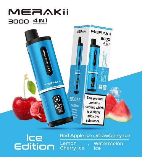 Merakii 3000 Disposable Vape 4 in 1 Edition - Box of 5 - Vaper Wholesale