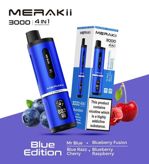 Merakii 3000 Disposable Vape 4 in 1 Edition - Box of 5 - Vaper Wholesale