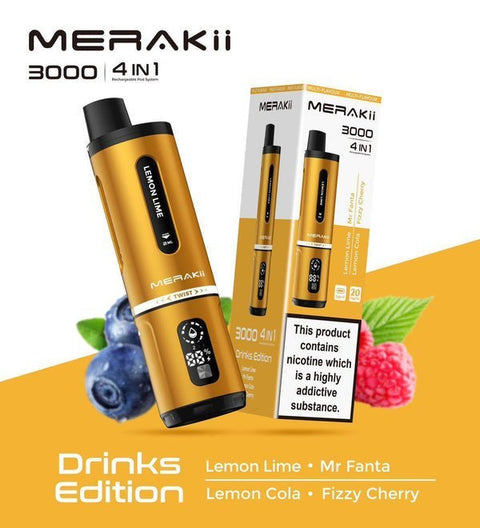 Merakii 3000 Disposable Vape 4 in 1 Edition - Box of 5 - Vaper Wholesale