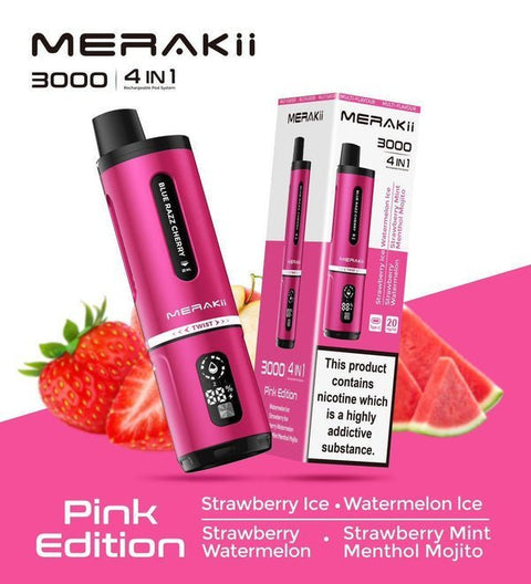 Merakii 3000 Disposable Vape 4 in 1 Edition - Box of 5 - Vaper Wholesale